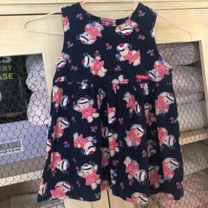 Vintage Baby Bgosh 24M Dress Navy Teddy Bear Patriotic Made In USA Red White